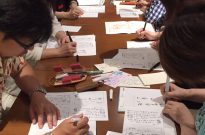 12月ペン文字ワークショップ<br />
「お正月に手作りの箸袋で書」
